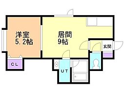 カルムヒルズ 1LDKの間取図画像