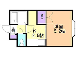 プレサント北8条A 1Kの間取図画像