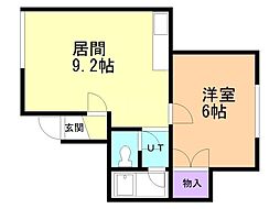 フローラコート 1LDKの間取図画像
