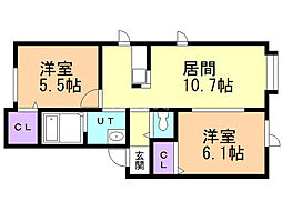 シャーメゾン元町グランビレッジJ 2LDKの間取図画像