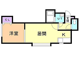 R.E.D北19条 1LDKの間取図画像