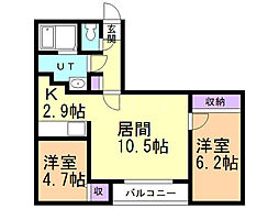 Nuovo・storiaest 2LDKの間取図画像