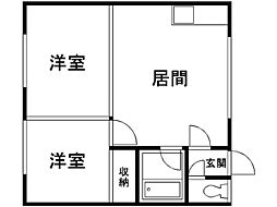 リポーズハイム25 2LDKの間取図画像