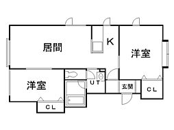 ヒルテラス東麻生 2LDKの間取図画像