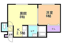プライブコート 1DKの間取図画像