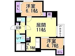 リエタメンテN16 2LDKの間取図画像