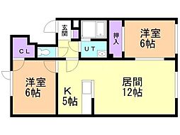 ラフォーレM 2LDKの間取図画像