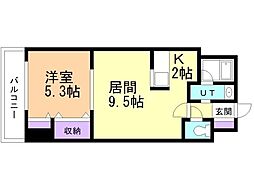 パークヒルズ白石 6階1LDKの間取り