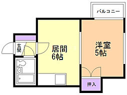 ノースコート白石 4階1DKの間取り