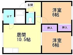コーポ中西 2LDKの間取図画像