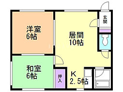 東栄ハウス 2LDKの間取図画像