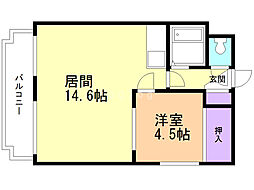 パルコート南郷 3階1LDKの間取り