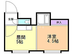 ラッフィット栄通 1DKの間取図画像