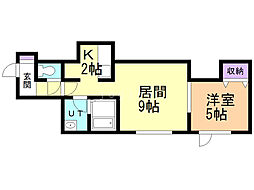 ヴィラフォーレスト本通 1LDKの間取図画像