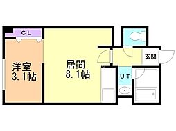 パラッツォーS8 1LDKの間取図画像