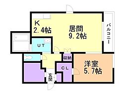 ショコラ・トゥール 1階1LDKの間取り