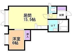プレイス2．2 2階1LDKの間取り