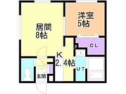 ガーデンクォーツ 4階1LDKの間取り