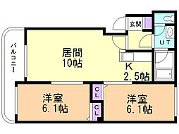 ハイデンス菊水3-1A 2LDKの間取図画像