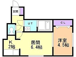 ヴィラメゾン菊水6条 1LDKの間取図画像