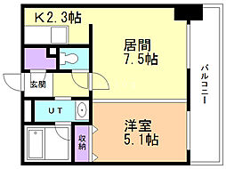 Ｓ−ＦＯＲＴ豊平三条 6階1LDKの間取り