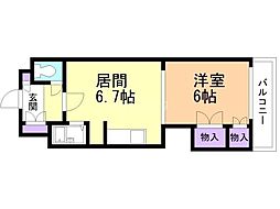 ペルドゥエープス本郷 1DKの間取図画像