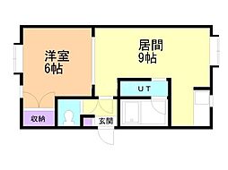 リゴン・アームス 1LDKの間取図画像