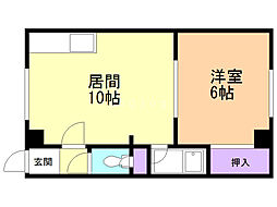 グレースコートB 1LDKの間取図画像
