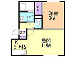 ジュピター白石中央2 1LDKの間取図画像