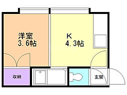 サウスキャロルNo16 1DKの間取図画像