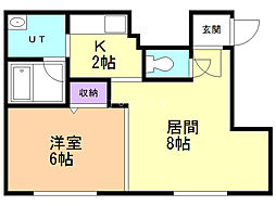 K.H.アドバンス 1LDKの間取図画像