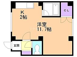 スピアシティ 1Kの間取図画像