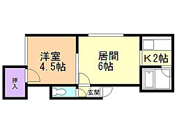 フレグランス東札幌 1LDKの間取図画像