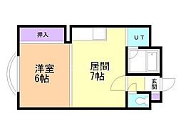 シティハウス白石 1DKの間取図画像