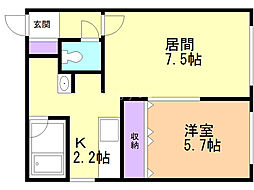 パトラス白石 1LDKの間取図画像