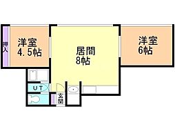 シャレード藤D 2DKの間取図画像