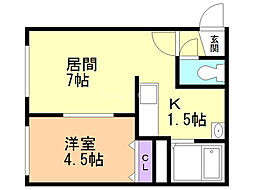 フォレストOKAP2 1LDKの間取図画像
