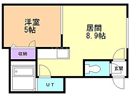 シャネル月寒ウェスト館 1LDKの間取図画像