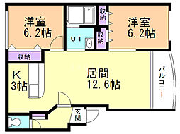 グランディオス2 2LDKの間取図画像