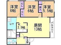エクセルハイツ 3LDKの間取図画像