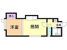 シャンテ菊水 1DKの間取図画像