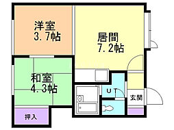 シャンテ菊水 2DKの間取図画像