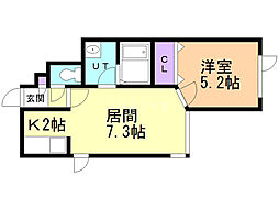 ガーネット白石 1LDKの間取図画像