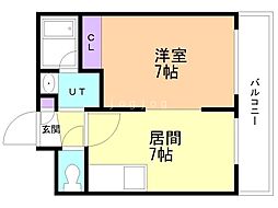 ハイフィールド88 1LDKの間取図画像