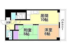 ルーブル富士第6丸亀ビル 2LDKの間取図画像