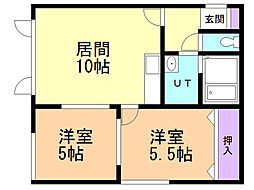 メゾン・ド北郷1 2LDKの間取図画像