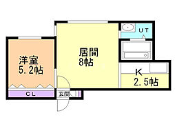 ラ・ベル・ポール 1LDKの間取図画像