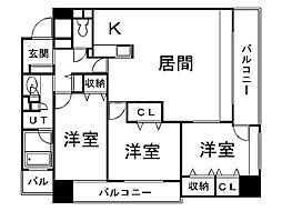 ツインタワー弐番館 3LDKの間取図画像
