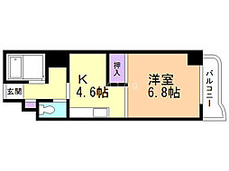 エンドレス三井 1DKの間取図画像