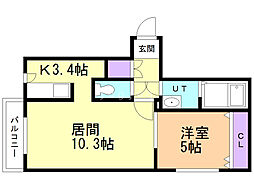 クラリス東札幌2 1LDKの間取図画像